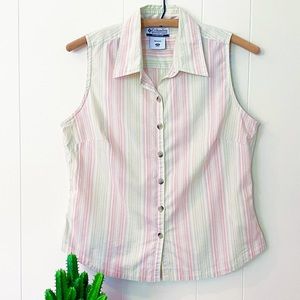 ❌SOLD❌Y2K Columbia Pastel Striped Button Down Tank